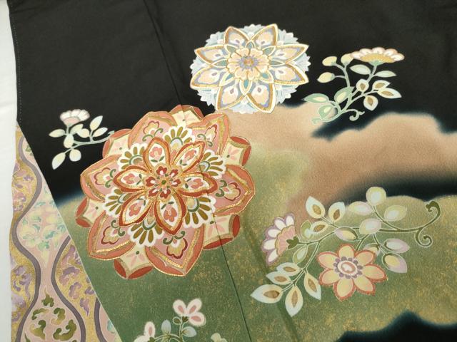 平和屋着物●豪華黒留袖 作家物 駒刺繍 正倉院花文 暈し染め 金彩 正絹 逸品 AABK6445cs