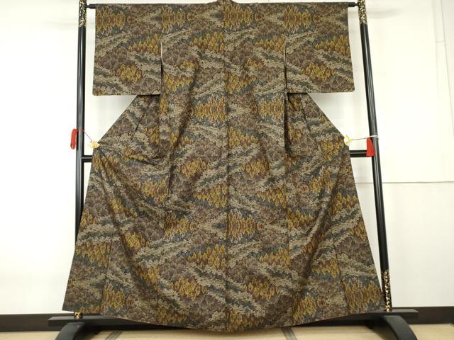平和屋着物●本場大島紬 7マルキ 樹林文 正絹 逸品 AABK6448cs