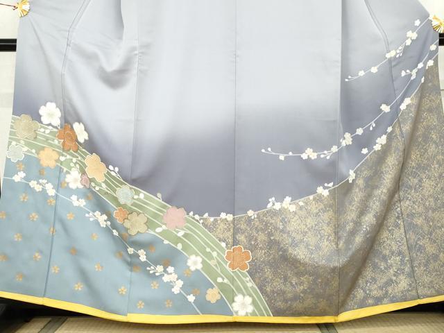 平和屋着物●訪問着 駒刺繍 桜文 暈し染め 金彩 正絹 逸品 AABK6451cs