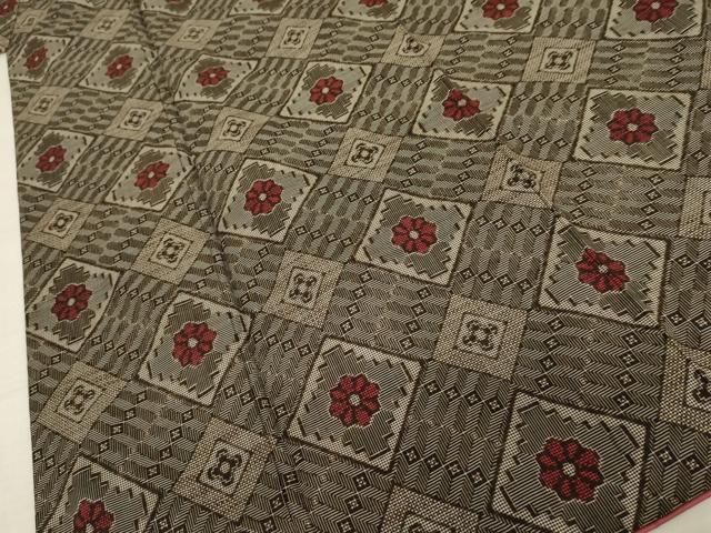 平和屋着物●本場大島紬 龍郷絣 花菱文 正絹 逸品 AABK6453cs