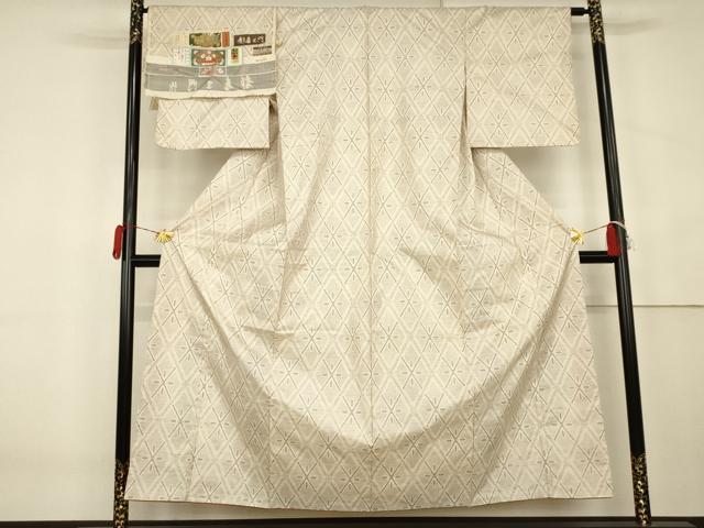 平和屋着物●都喜ヱ門 本場大島紬 白大島 160亀甲 手織り ある瞬間 三好美津子作 藤絹織物謹製 証紙付き 正絹 逸品 未使用 AABK6454cs