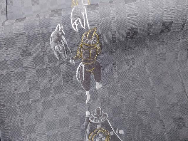 平和屋着物●訪問着 お召地 総刺繍 人物文 金糸 ロング丈 正絹 逸品 AABK6459cs