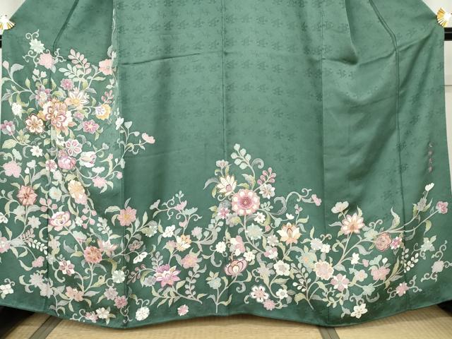 平和屋着物●京の名門 じゅらく謹製 訪問着 駒刺繍 大和貝紫 更紗花文 正絹 逸品 AABK6466cs