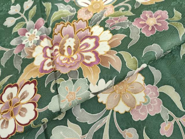 平和屋着物●京の名門 じゅらく謹製 訪問着 駒刺繍 大和貝紫 更紗花文 正絹 逸品 AABK6466cs