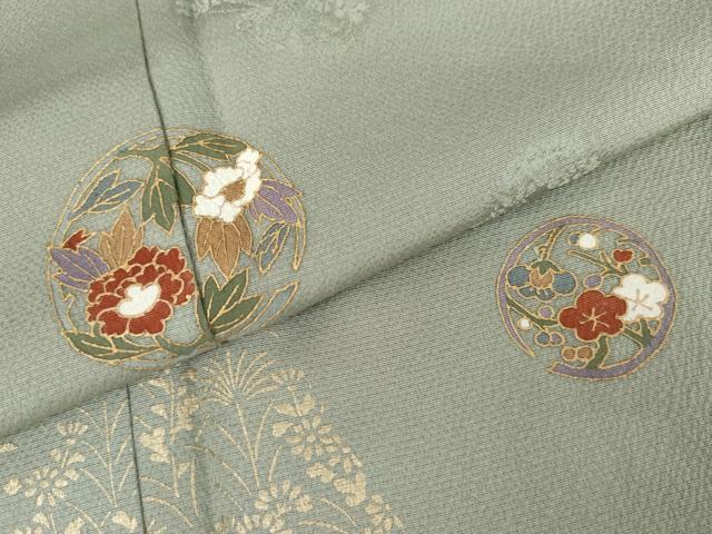 平和屋着物●友禅作家の巨匠 浅井青仁 訪問着 花丸文 金彩 正絹 逸品 AABK6467cs