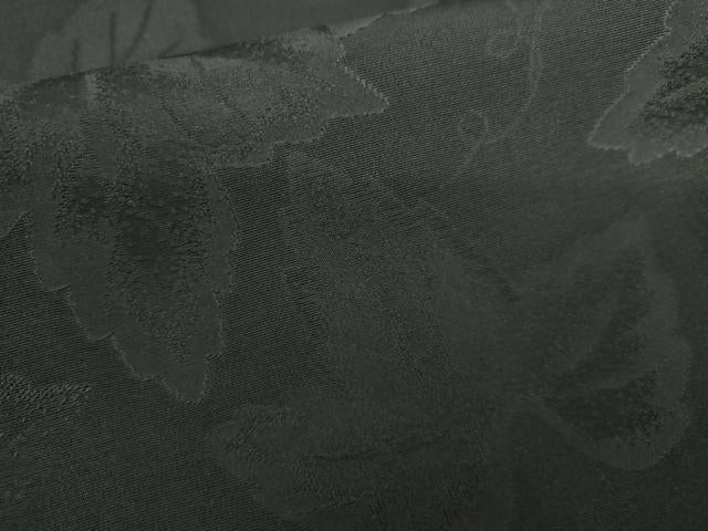 平和屋着物●上質な色無地 蔦の葉地紋 黒色 正絹 逸品 AABK6468cs