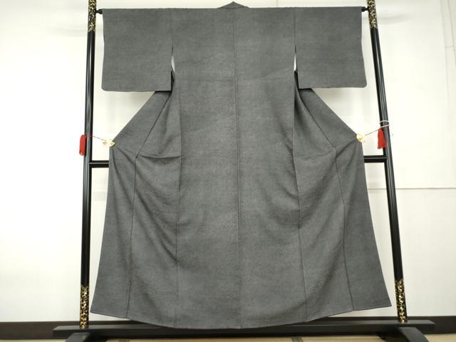 平和屋着物●江戸小紋 鮫小紋柄 黒地 正絹 逸品 AABK6470cs
