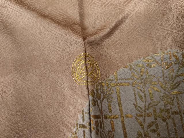 平和屋着物●訪問着 絞り 刺繍 渡り橋風景松竹梅文 金彩 正絹 逸品 AABK6479cs