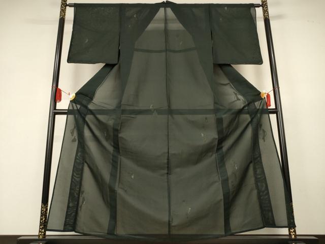 平和屋着物*夏物 小紋 紗 抽象文 黒地 金銀糸 正絹 逸品 未使用 AABK6511jd