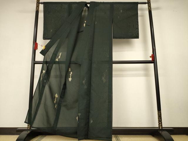 平和屋着物*夏物 小紋 紗 抽象文 黒地 金銀糸 正絹 逸品 未使用 AABK6511jd