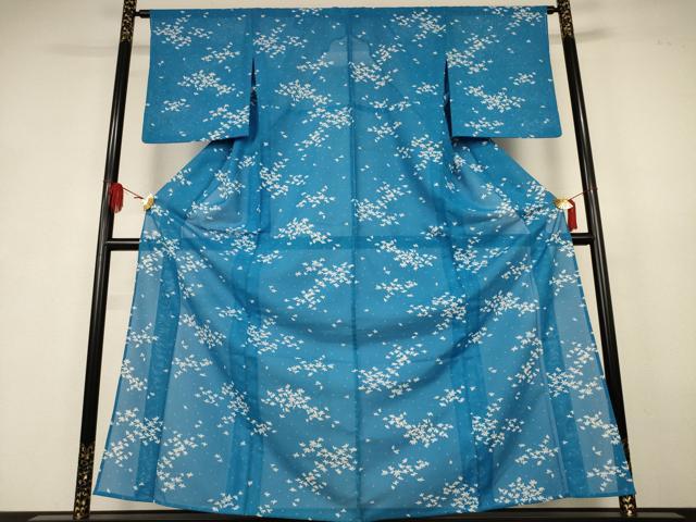 平和屋着物*夏物 小紋 絽 舞花文 洗える着物 AABK6525jd