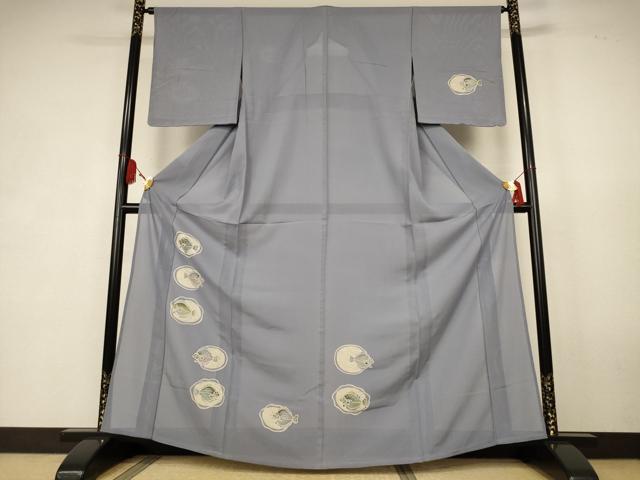 平和屋着物*夏物 訪問着 絽 ろうけつ染め 魚 正絹 逸品 AABK6529jd