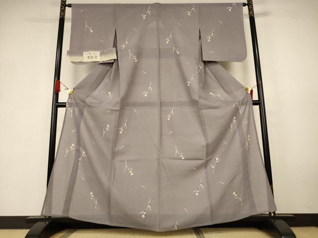 平和屋着物*夏物 人間国宝 芹沢圭介一番弟子 下平清人 小紋 絽紬 型絵染 草花文 暈し染め 伊と幸 証紙付き 正絹 逸品 AABK6537jd