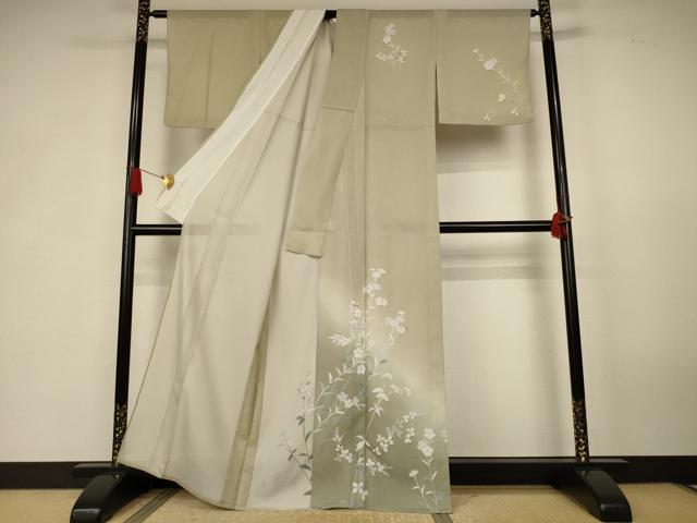 平和屋着物*夏物 訪問着 絽 草花文 暈し染め 洗える着物 AABK6559jd