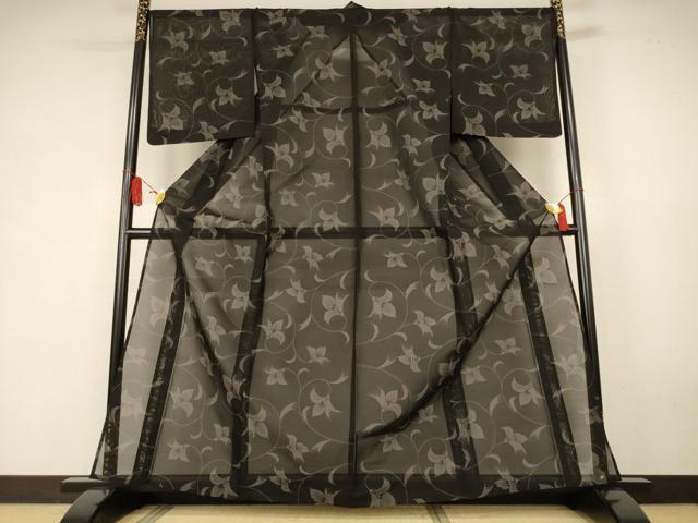 平和屋着物*夏物 本場大島紬 夏大島 花唐草文 正絹 逸品 AABK6563jd