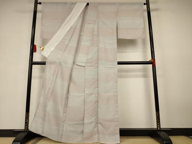 平和屋着物*夏物 小紋 縦絽 麻の葉文様 洗える着物 AABK6567jd