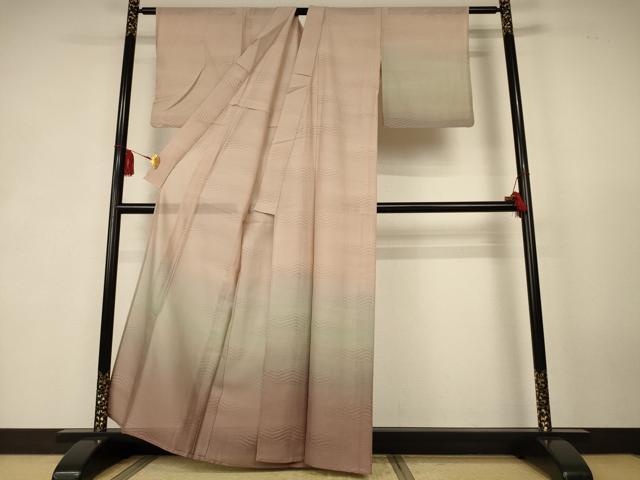 平和屋着物*夏物 訪問着 紋絽 霞文 暈し染め 正絹 逸品 AABK6577jd