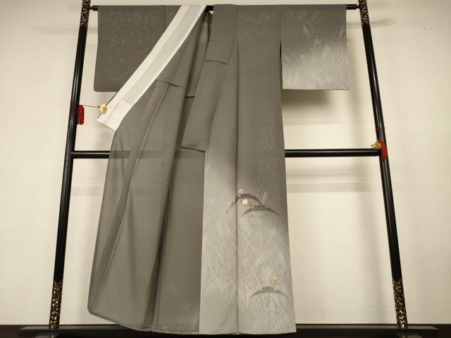 平和屋着物*夏物 訪問着 絽 刺繍 蔦の葉薄文 暈し染め 金糸 正絹 逸品 AABK6580jd
