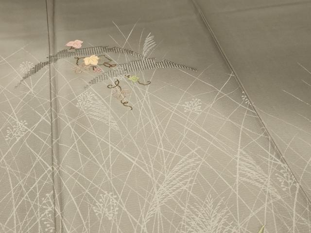 平和屋着物*夏物 訪問着 絽 刺繍 蔦の葉薄文 暈し染め 金糸 正絹 逸品 AABK6580jd