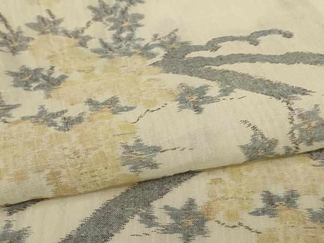 平和屋着物*夏物 小千谷ちぢみ 流水枝花文 麻 逸品 AABK6585jd