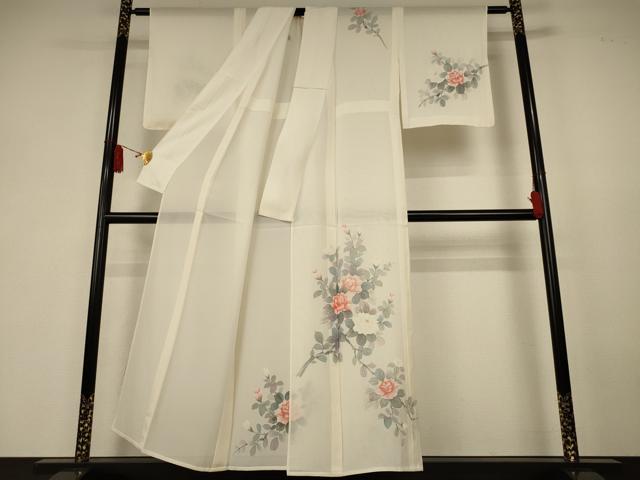 平和屋着物*夏物 訪問着 絽 手描き 草花文 正絹 逸品 未使用 AABK6596jd