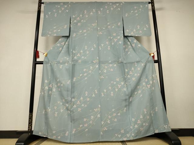平和屋着物*夏物 小紋 絽 枝花文 正絹 逸品 AABK6623jd