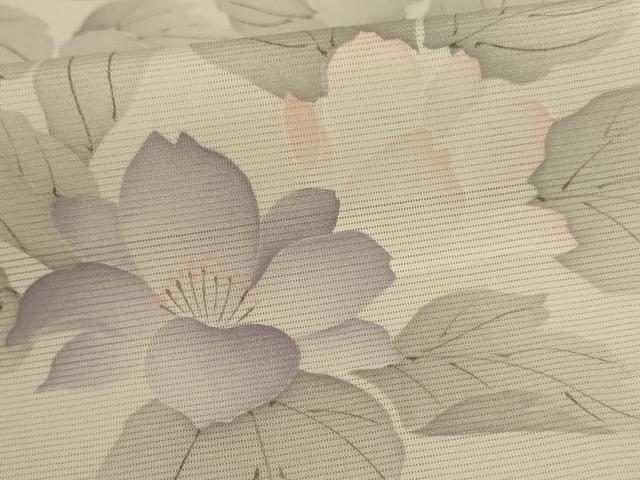 平和屋着物*夏物 小紋 絽 手描き 草花文 正絹 逸品 AABK6626jd
