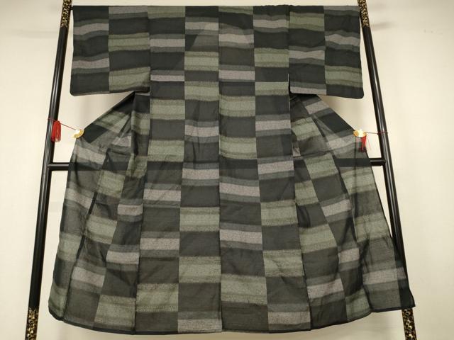 平和屋着物∴夏物 男性 浴衣 綿紅梅 横段市松文様 綿 逸品 AABK6627jd