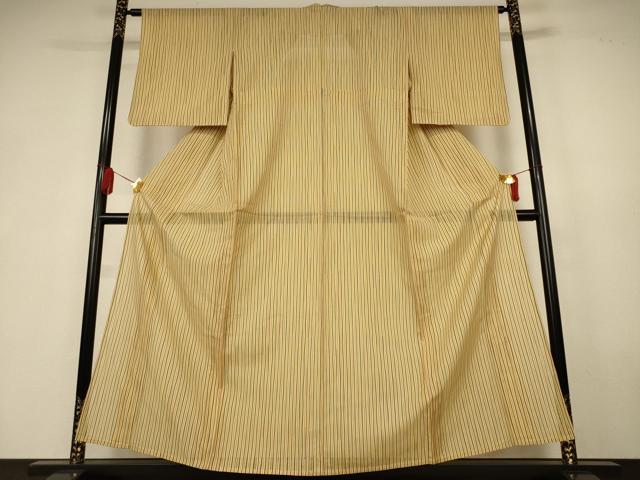 平和屋着物*夏物 小紋 縞紋紗 よろけ縞 正絹 逸品 AABK6629jd