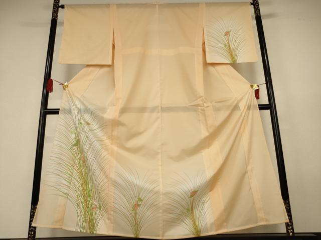 平和屋着物*夏物 訪問着 絽 草葉文 暈し染め 銀彩 洗える着物 AABK6636jd