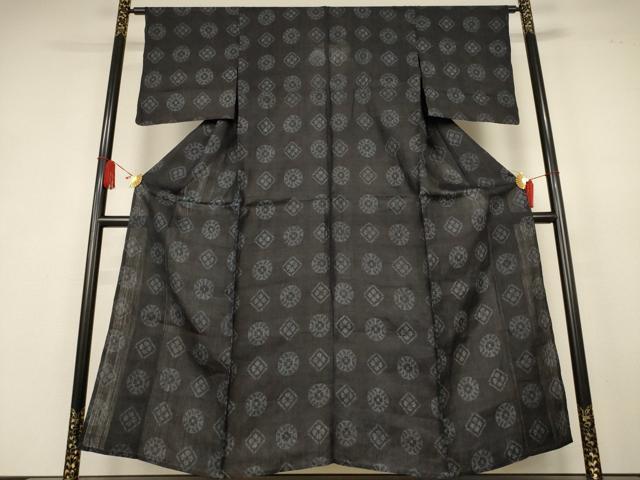 平和屋着物*夏物 重要無形文化財 本場宮古上布 幾何学花文 苧麻 逸品 AABK6643jd