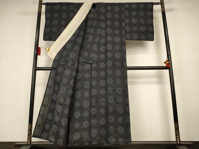 平和屋着物*夏物 重要無形文化財 本場宮古上布 幾何学花文 苧麻 逸品 AABK6643jd