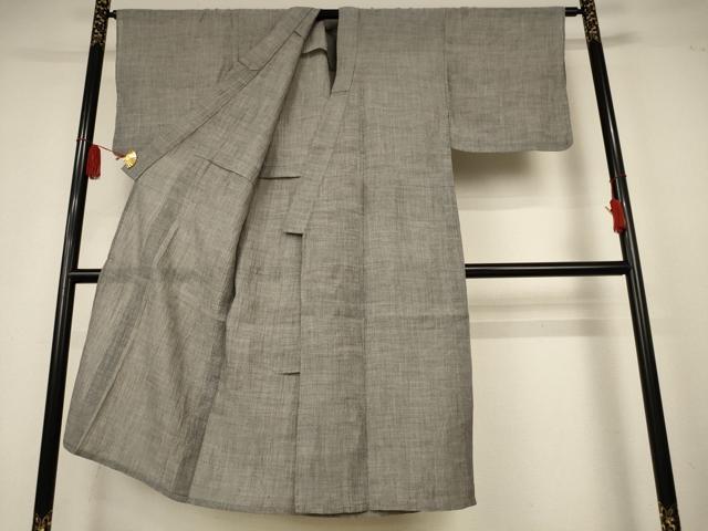 平和屋着物*夏物 男性 小千谷ちぢみ 素鼠色 麻 逸品 AABK6650jd