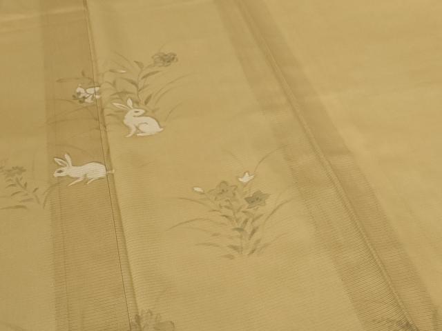 平和屋着物*夏物 訪問着 絽 草花文 兎 正絹 逸品 AABK6652jd