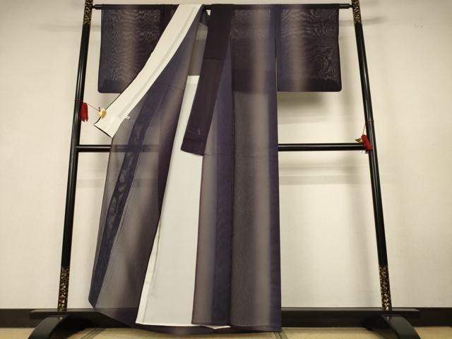 平和屋着物*夏物 小紋 紋紗 間道 暈し染め 正絹 逸品 AABK6653jd