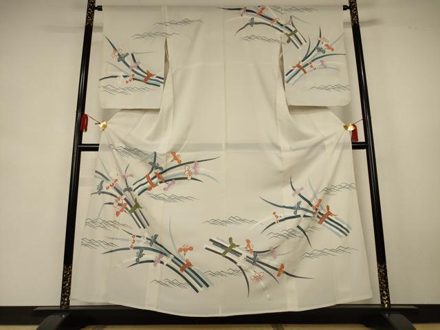 平和屋着物*夏物 訪問着 絽 草花文 銀彩 正絹 逸品 AABK6657jd