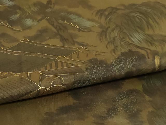 平和屋着物▽男性 長襦袢 単衣 風景文 金彩 洗える着物 AABK6660jd