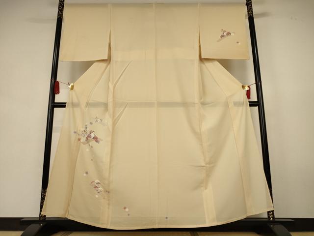 平和屋着物*夏物 訪問着 絽 流水筏花文 銀彩 正絹 逸品 AABK6661jd