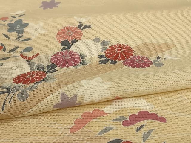 平和屋着物*夏物 訪問着 絽 流水筏花文 銀彩 正絹 逸品 AABK6661jd