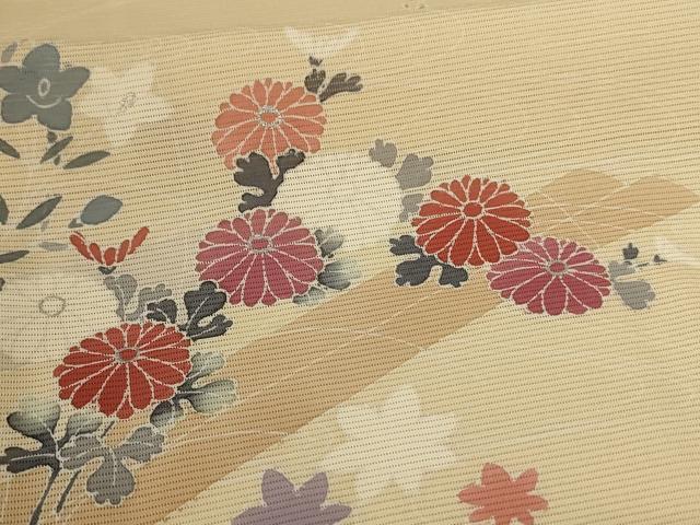 平和屋着物*夏物 訪問着 絽 流水筏花文 銀彩 正絹 逸品 AABK6661jd