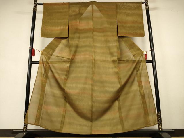 平和屋着物*夏物 小紋 紗 横段文 正絹 逸品 AABK6665jd