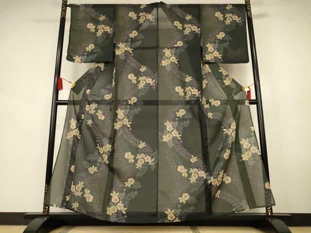 平和屋着物*夏物 小紋 紗 辻が花 やまと誂製 洗える着物 未使用 AABK6668jd