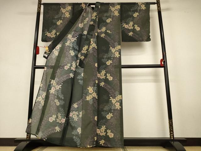 平和屋着物*夏物 小紋 紗 辻が花 やまと誂製 洗える着物 未使用 AABK6668jd
