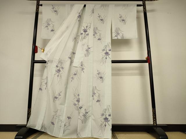 平和屋着物*夏物 小紋 絽 草花文 洗える着物 AABK6674jd