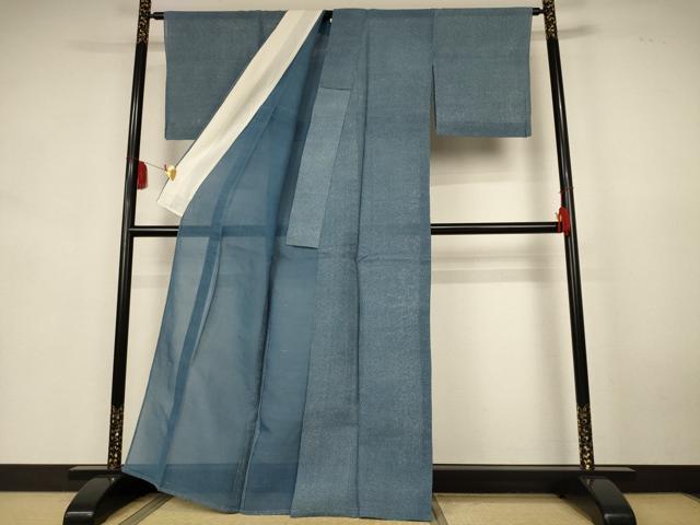平和屋着物*夏物 長板中形の人間国宝・松原定吉の9男 本藍染 松原八光 小紋 紗紬 花尽くし 正絹 逸品 AABK6679jd
