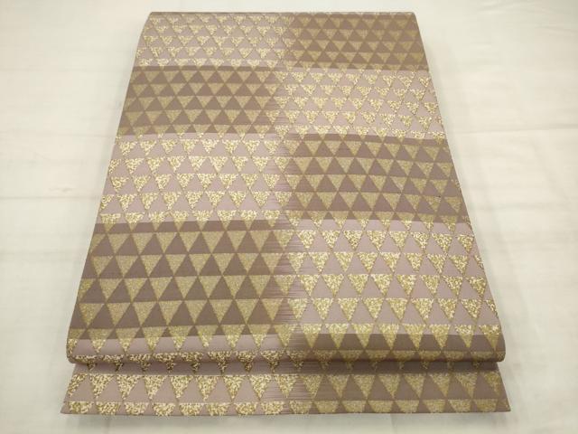 平和屋着物●伝統工芸品 伊那紬 手織り 全通柄袋帯 鱗文 金彩 正絹 逸品 AABK6705pf