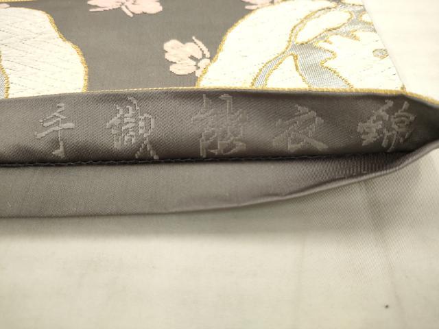 平和屋着物●西陣 河合美術織物謹製 六通柄袋帯 唐織 手織能衣錦 花蝶文 金銀糸 正絹 逸品 AABK6708pf