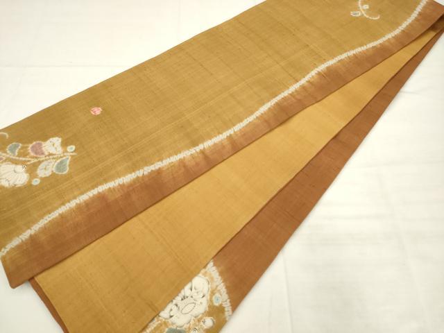 平和屋着物●日本工芸会正会員 福村廣利 絵絞庵 太鼓柄袋帯 紬地 絞り 辻が花 正絹 逸品 AABK6709pf