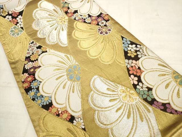 平和屋着物●六通柄袋帯 舞花文 金銀糸 正絹 逸品 AABK6729pf