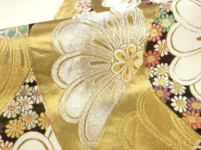 平和屋着物●六通柄袋帯 舞花文 金銀糸 正絹 逸品 AABK6729pf